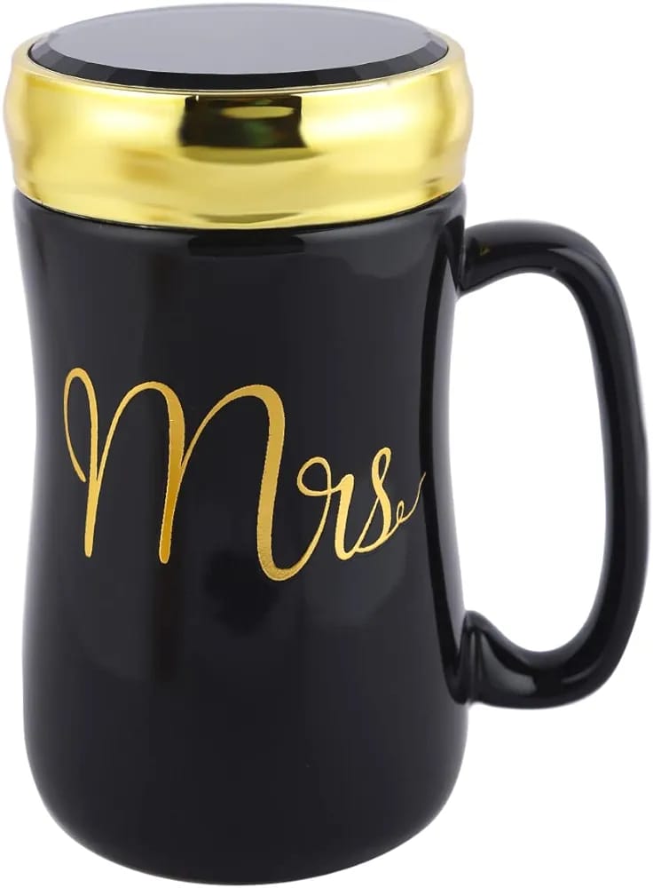 MR & MRS  - Ceramic Mug Set Black & Gold